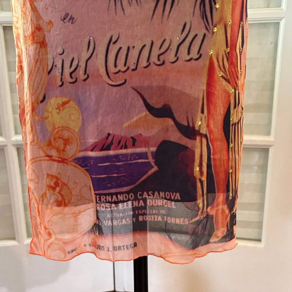 Stylish Graphic Pencil Skirt - Orange - Picture 7 of 8